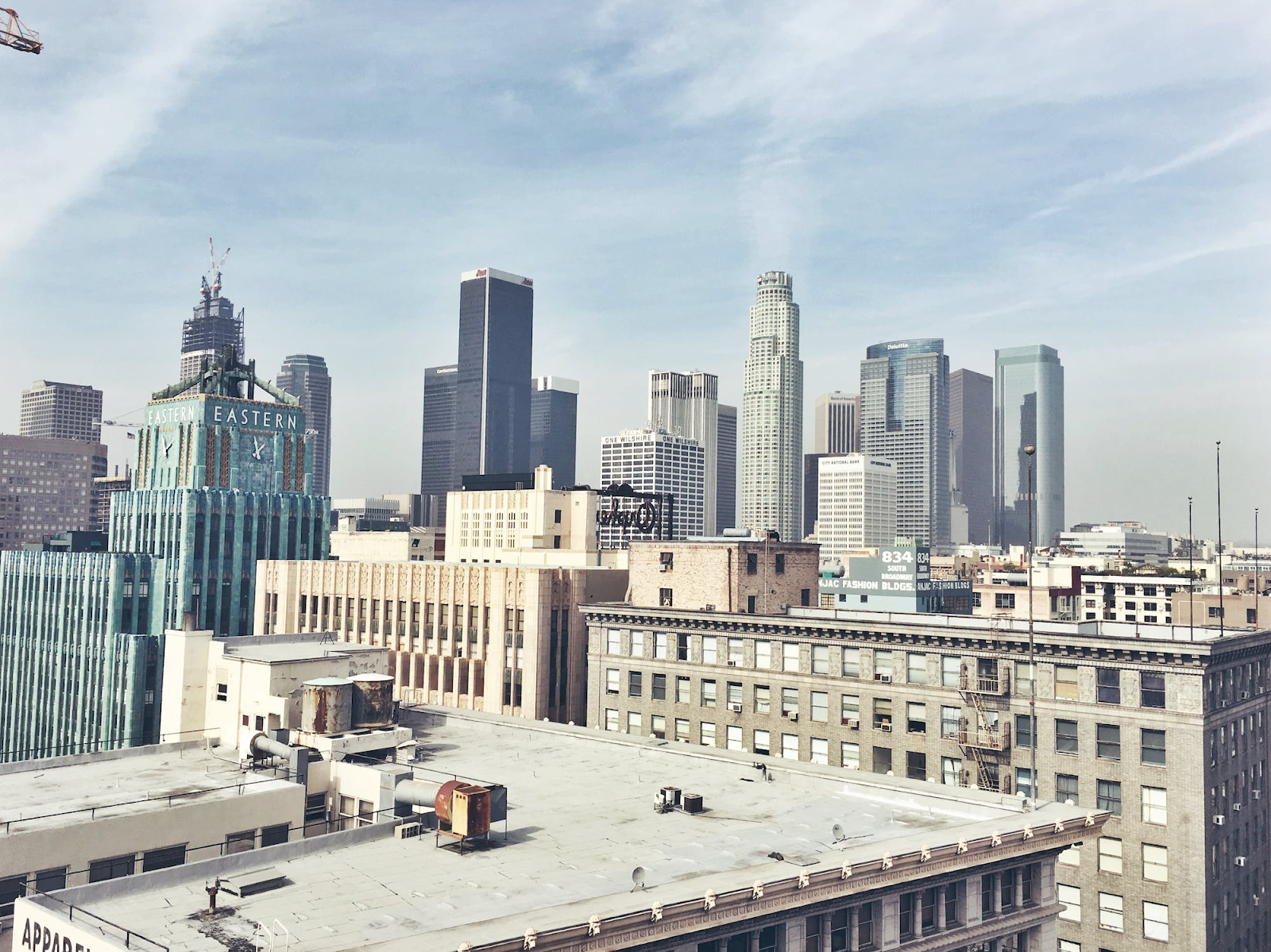 A view of skyscrapers in Los Angeles.