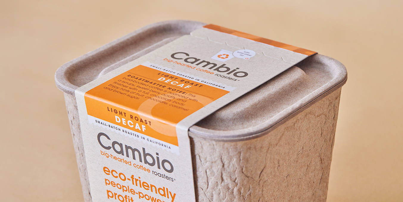 recyclable and reusable paper pulp packaging from Cambio.