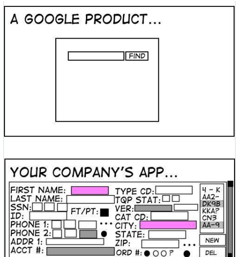 X post by @linasbeliunas about Google's UI/UX design.
