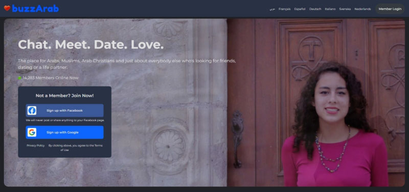 BuzzArab dating site homepage