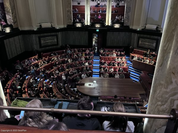 View from seat North Gallery C39 at London County Hall for the production of Witness for the Prosecution