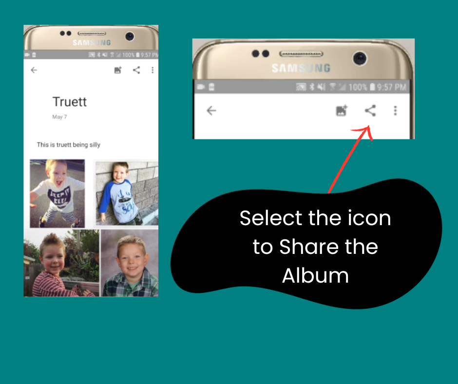 select the icon to share the album