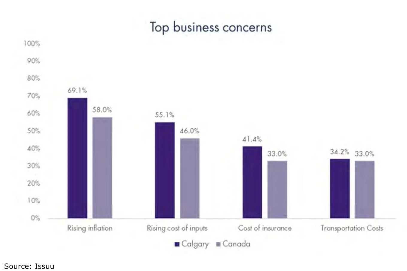 Chart showing top business concerns in Calgary.