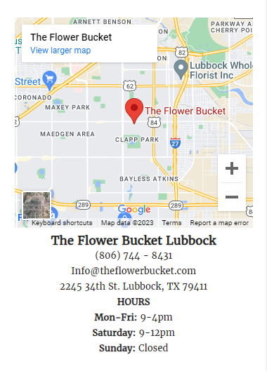 Map of Lubbock florists.
