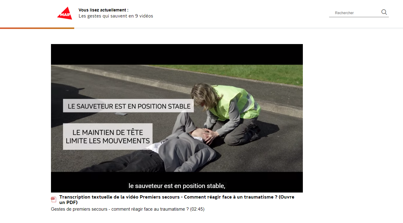 Exemple de mise en conformité RGAA de leurs vidéos par la MAIF