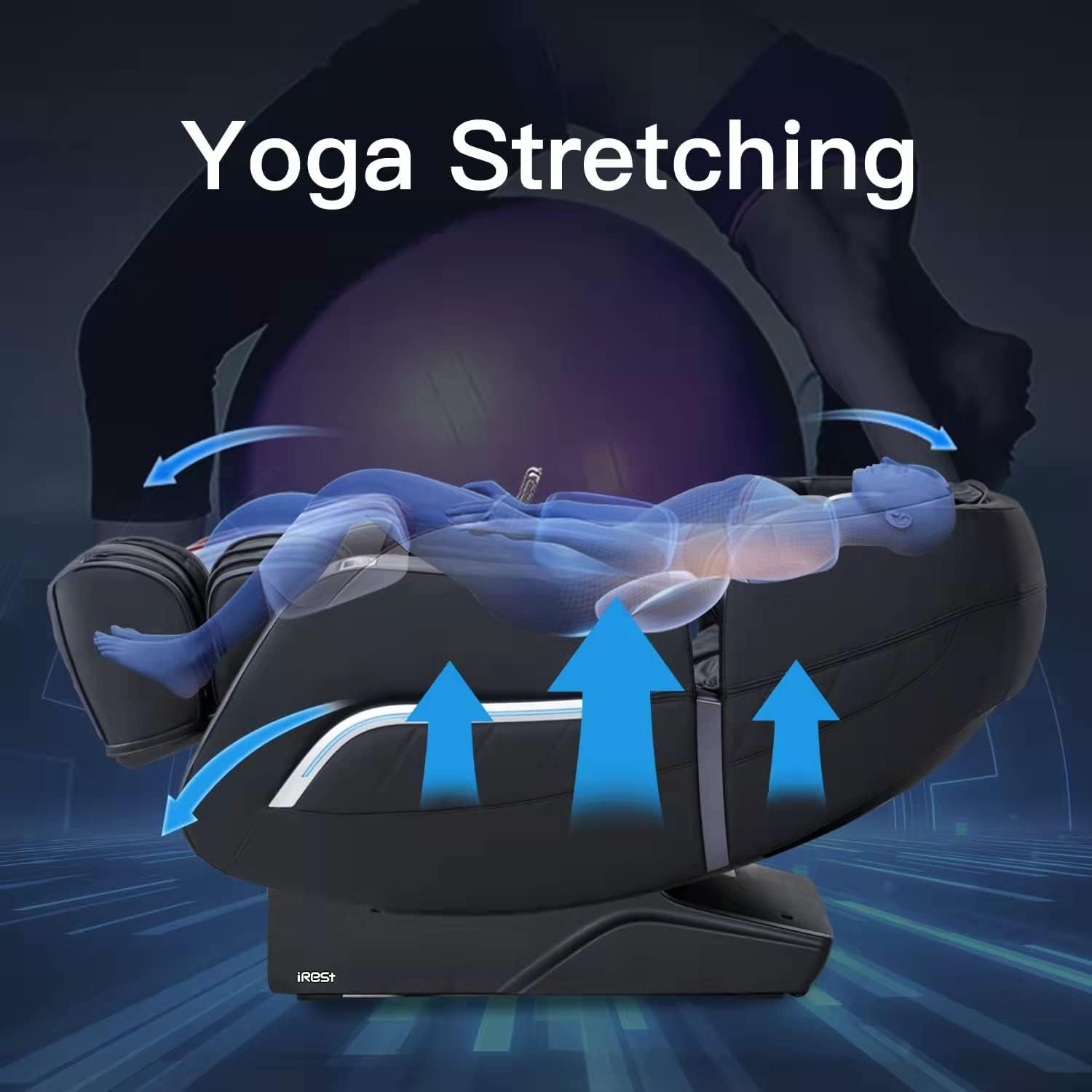 Image of a Zero Gravity Chair showing Yoga Stretch Function