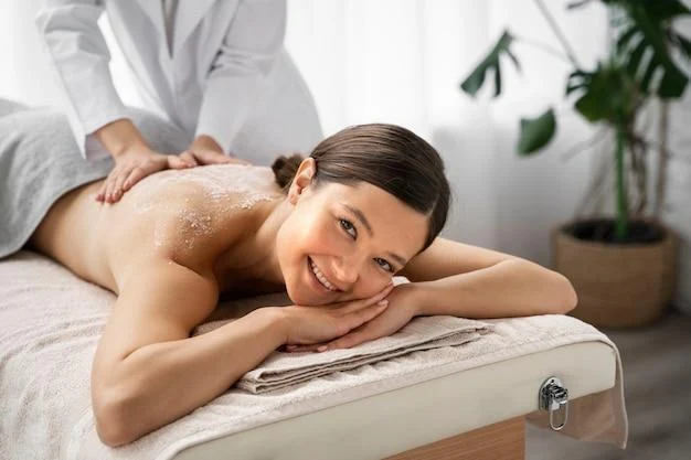 High angle woman getting massaged at spa