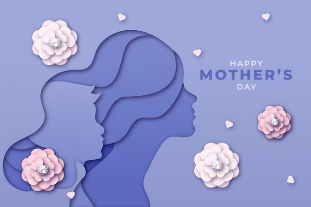 Happy Mother's Day Illustration With Origami Flowers