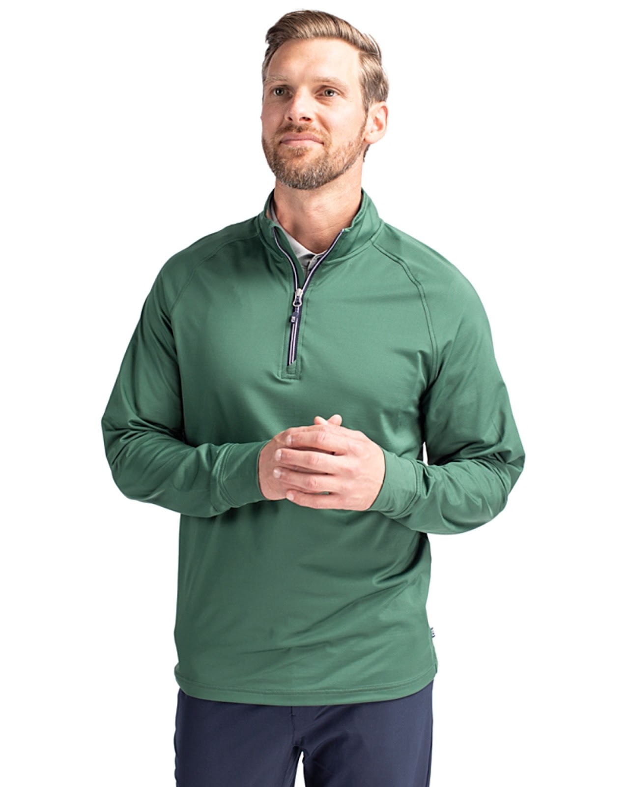 Planet-friendly Cutter & Buck Adapt Eco Knit Stretch Recycled Mens Quarter Zip Pullover