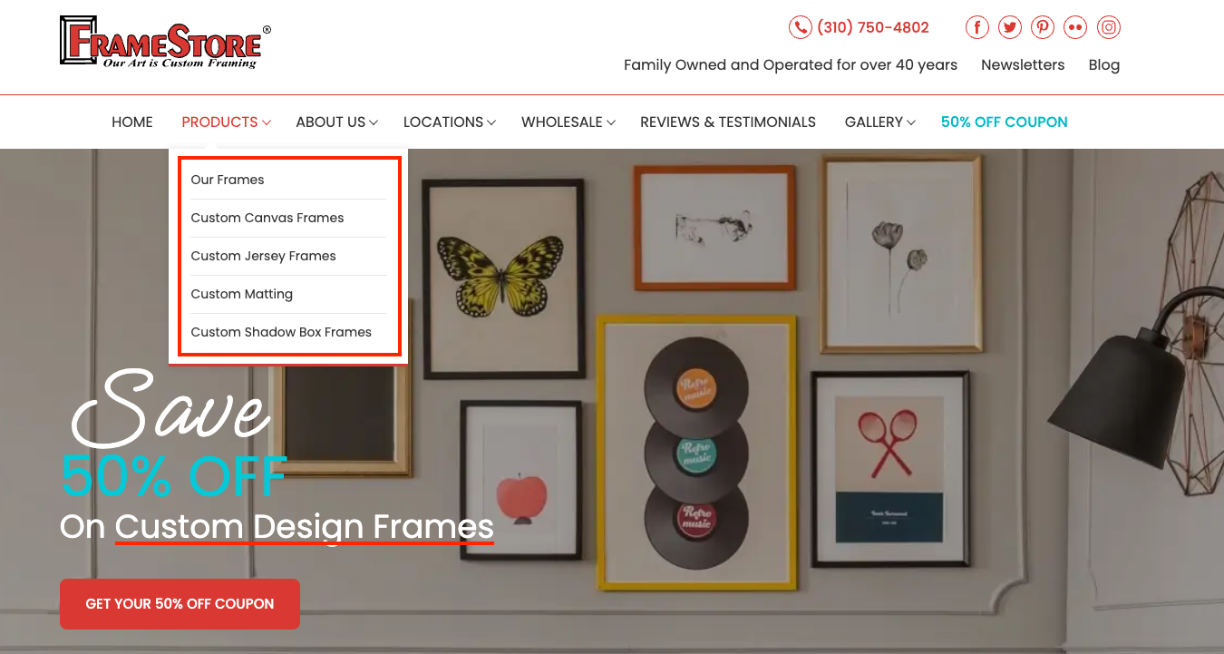 Custom Frame Store website