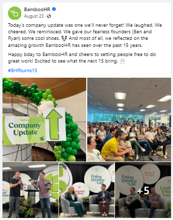 An example of BambooHR posting a job opening on social media. 