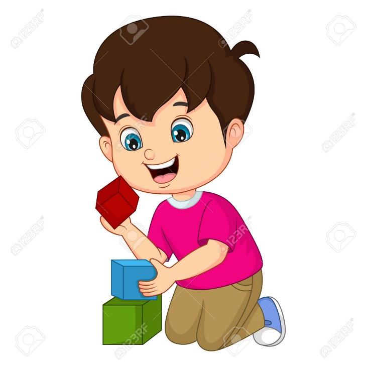 Lindo Niño Jugando Con Bloques De Construcción Ilustraciones svg,  vectoriales, clip art vectorizado libre de derechos. Image 193129143