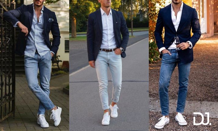 Áo vest phối quần jean và giày Sneaker