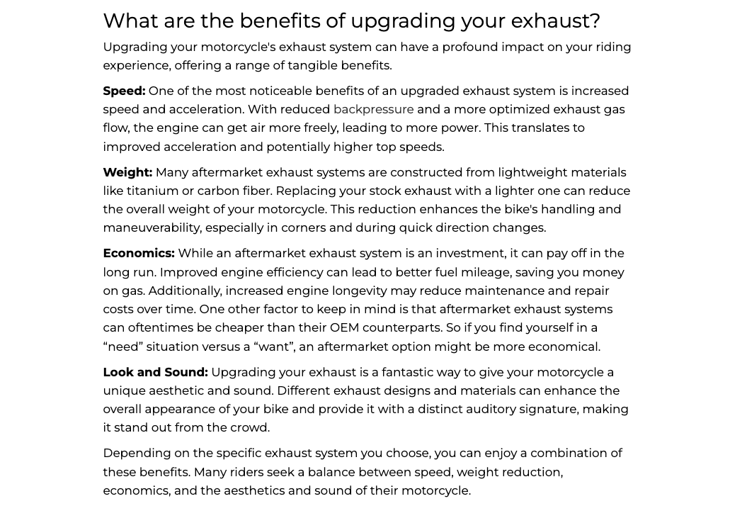 educational post on upgrading exhaust