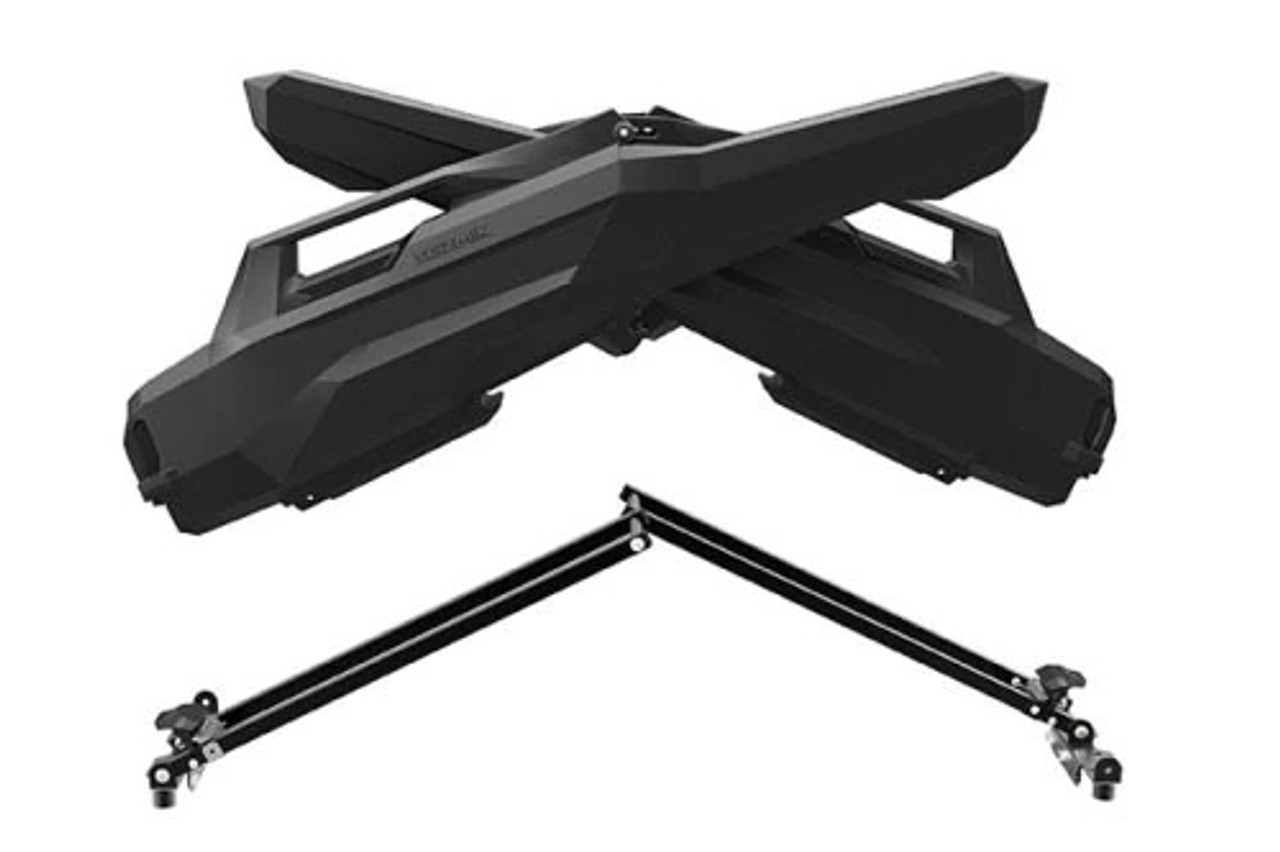 An image of the Armory X Rack by Seizmik, pictured underneath a pair of compatible Armory SST gun cases with no UTV and against a blank background.