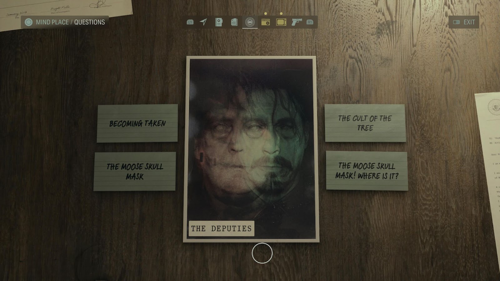 An in game screenshot of the Profiling section for The Deputies from Alan Wake II. 