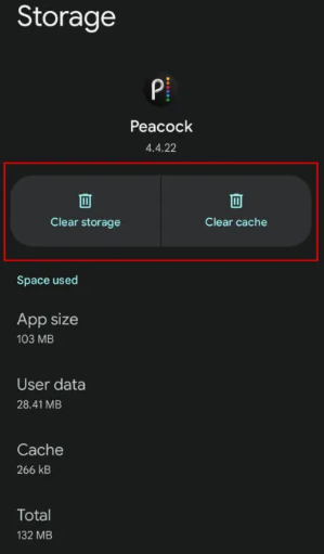 Clear Data" or "Clear Storage