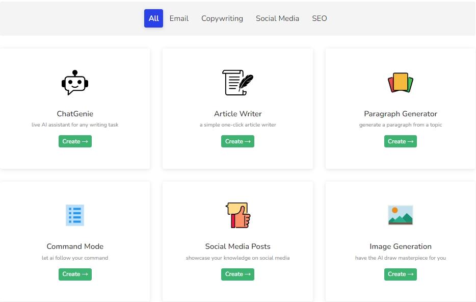 WriteCream content creation dashboard