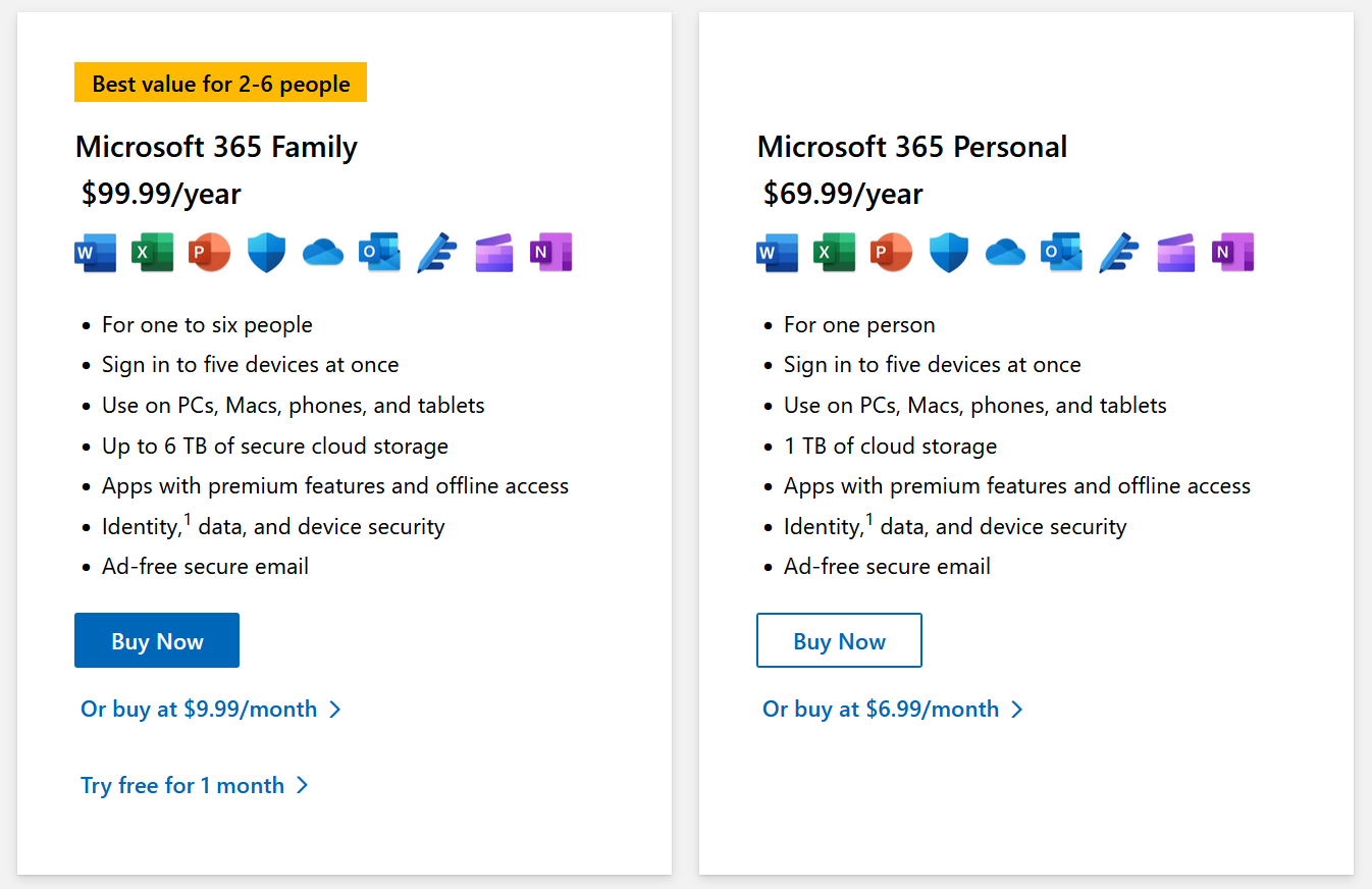MS Word prices