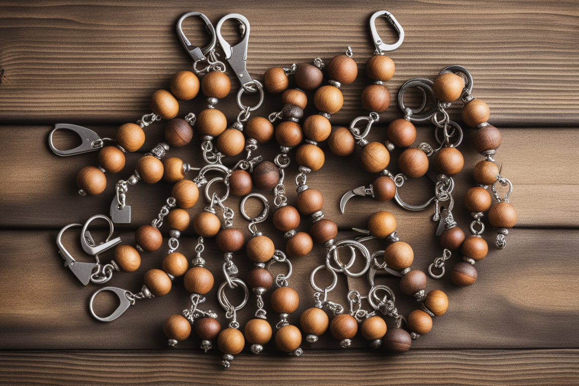 wood bead keychains