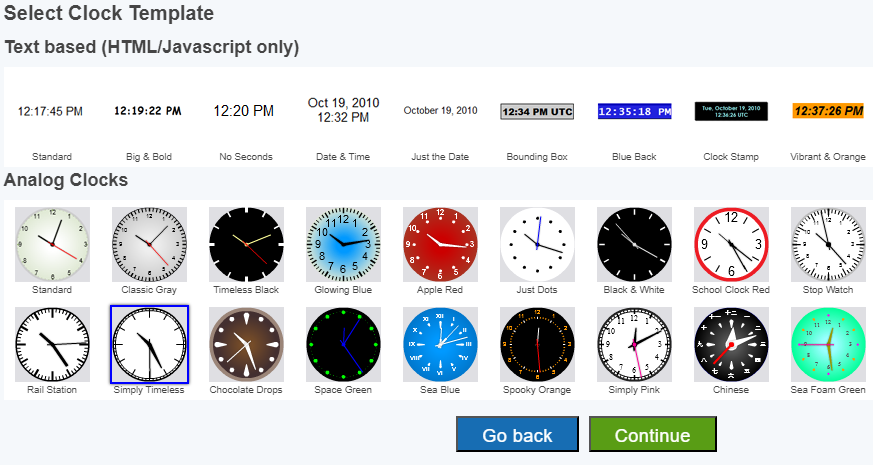 free clock web widgets to embed