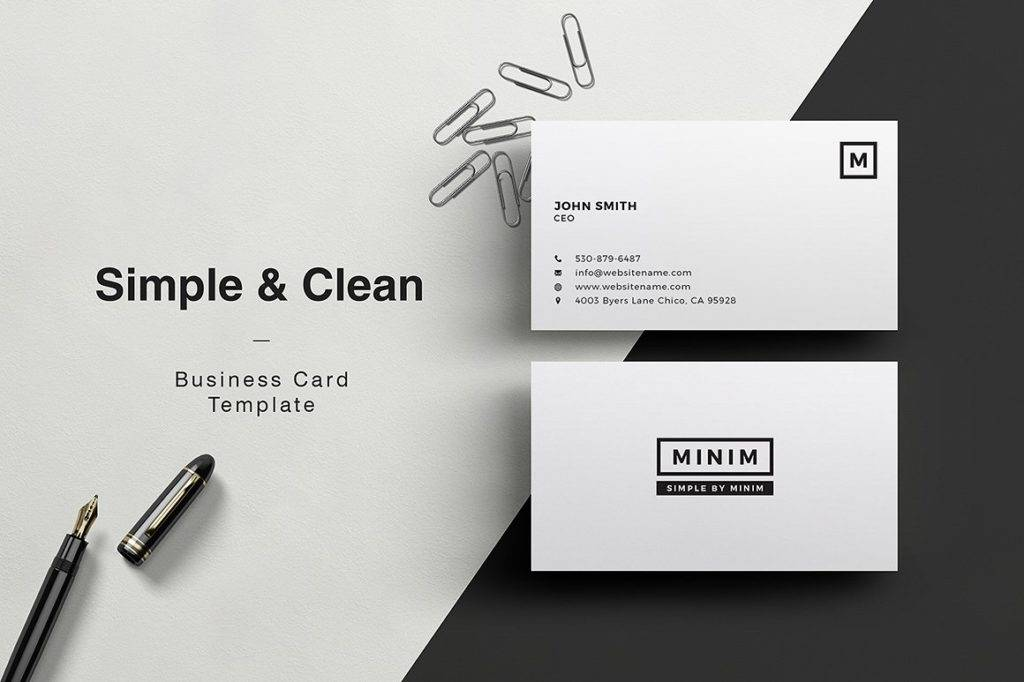 An example of a simple and clean business card design.