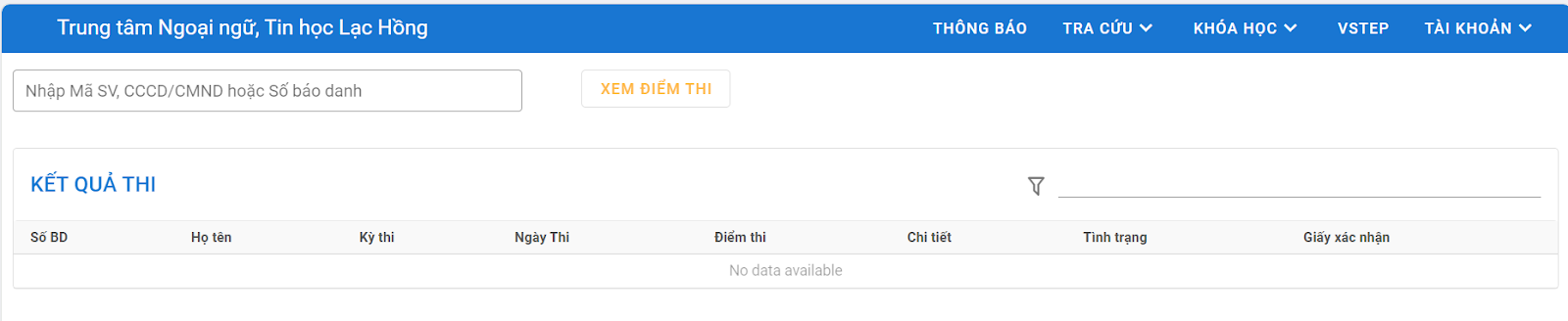 Tra cứu kết quả thi VSTEP tại LHU