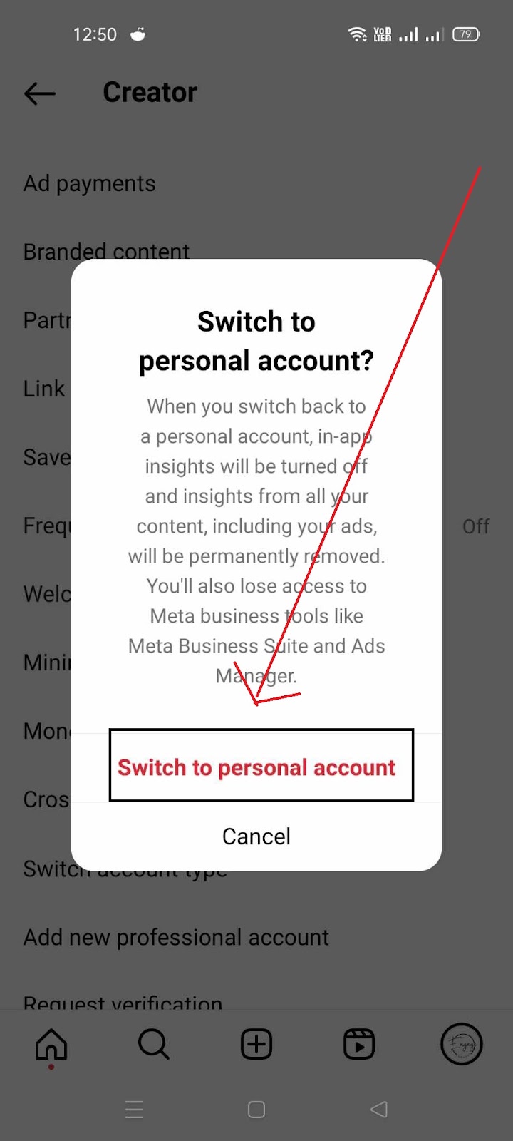 How to Switch to a Personal Instagram Account - Tap to Confirm