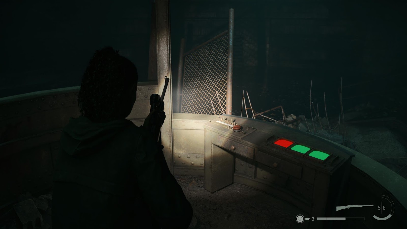 An in game screenshot of Saga from Alan Wake 2. 