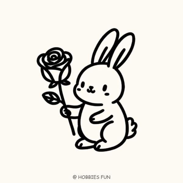 Cartoon rose drawing, Rose with Bunny