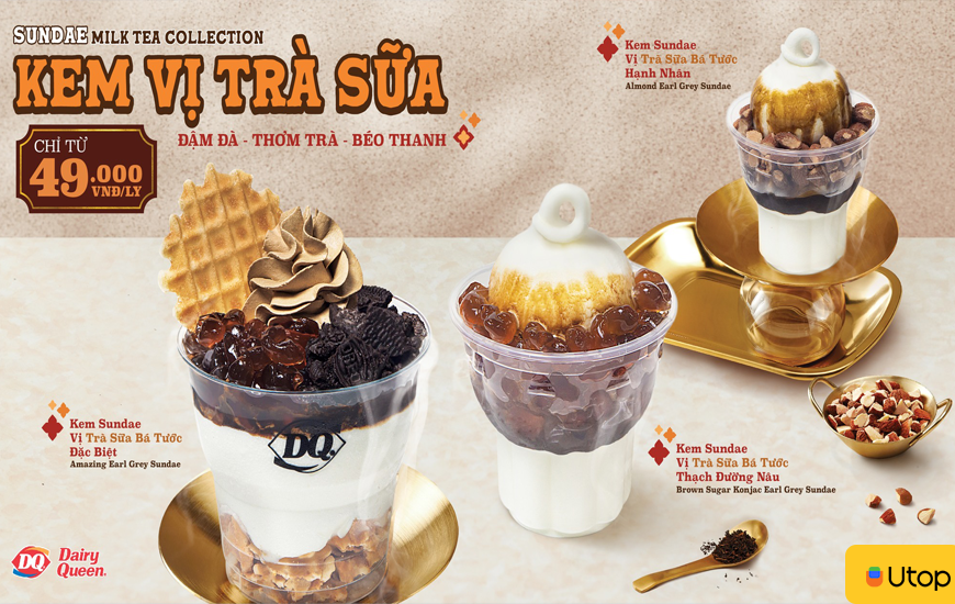 Kem Sundae vị trà sữa thơm ngon ngất ngây