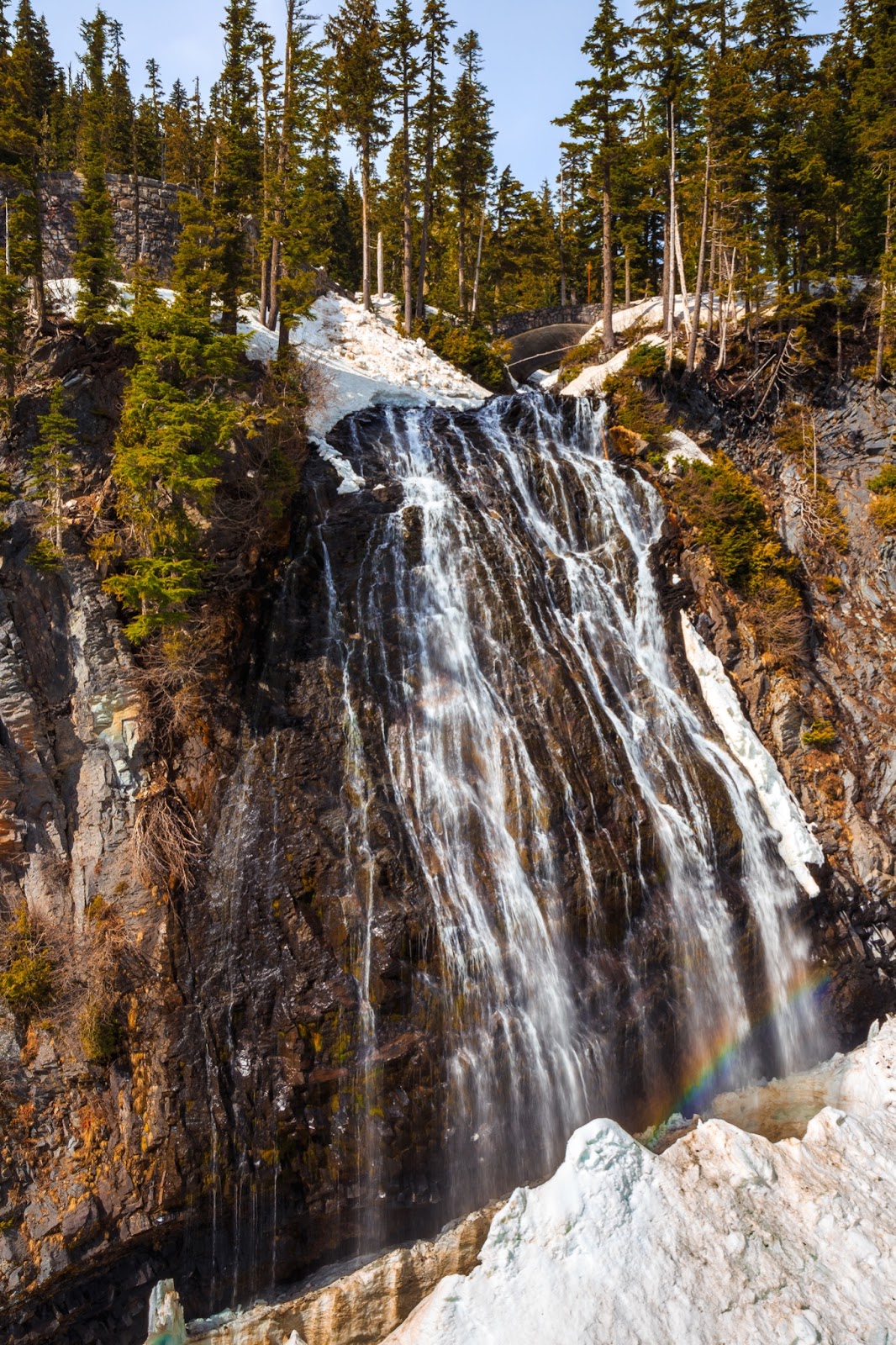 waterfall with rainbow 