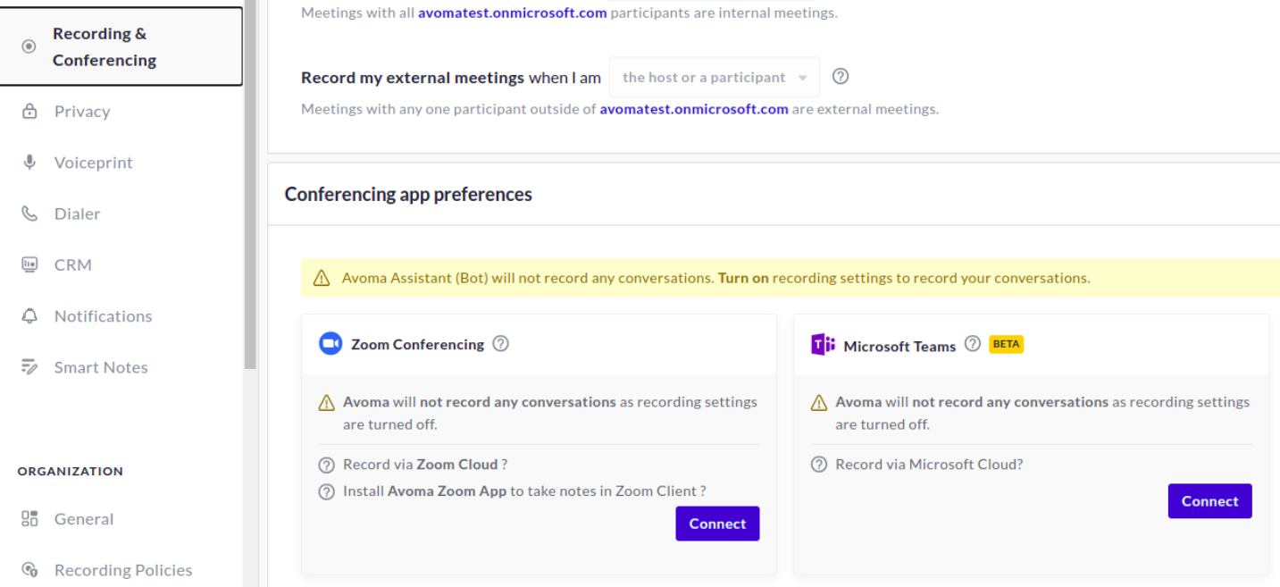 Avoma Integration with Microsoft's Cloud Recording