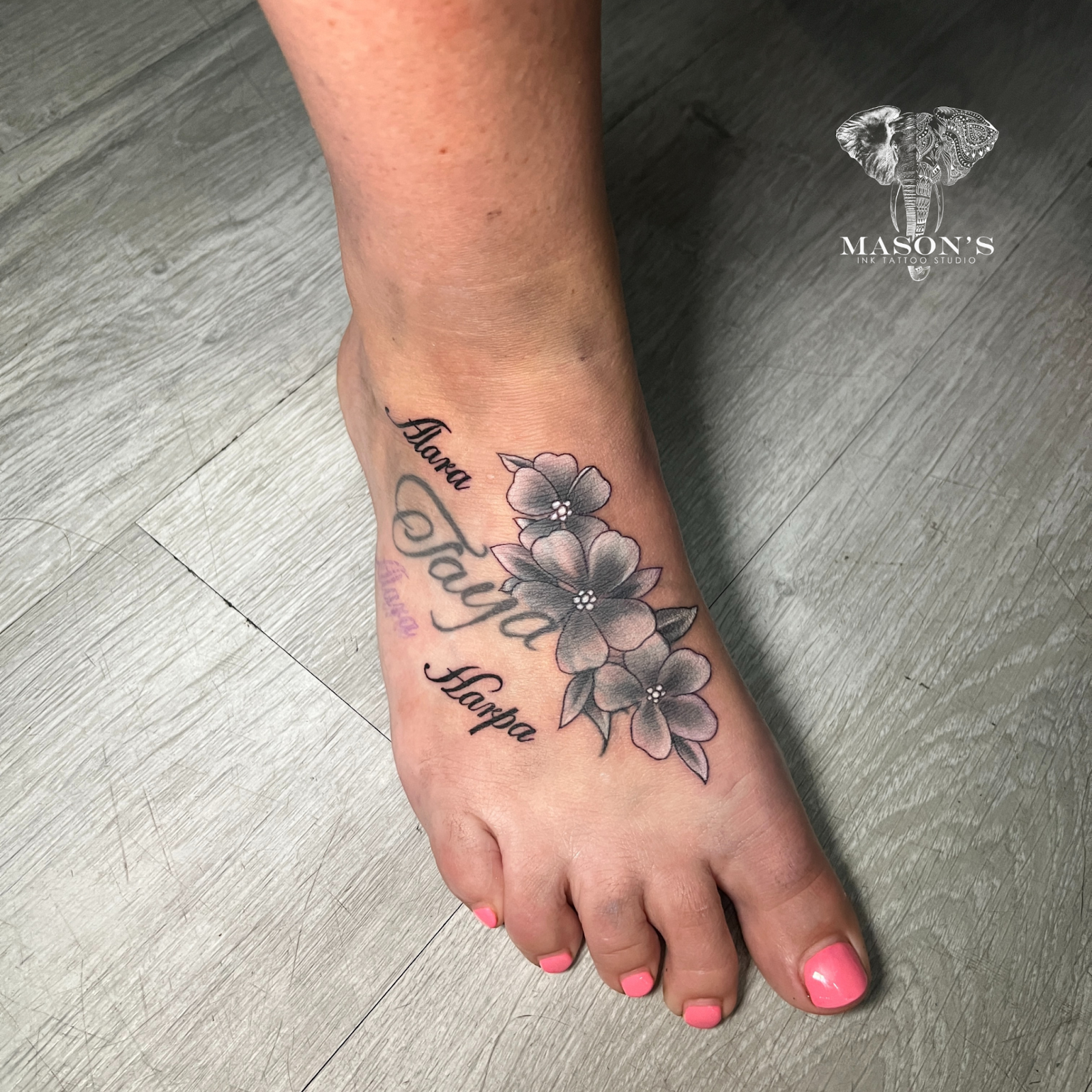 foot tattoo by Mason's Ink