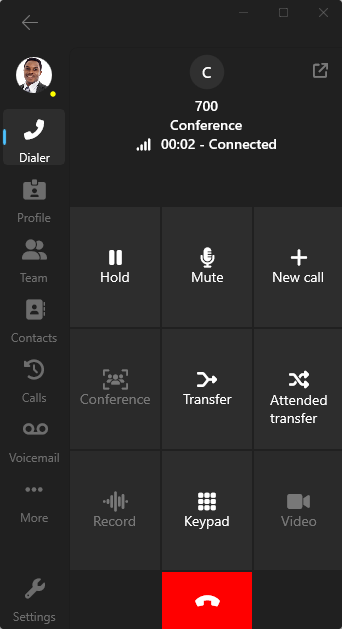 Creating an ad-hoc conference in Windows Softphone App