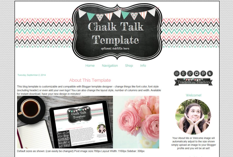 Chalk Talk teacher blog design template