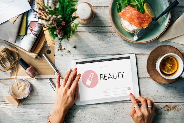 Stylish Woman is Selecting an Image for Her Beauty Blog