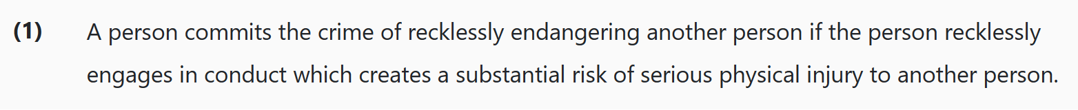 Oregon’s Revised Statutes § 163.195 - recklessly endangering another person