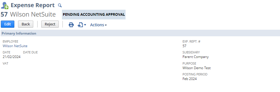 Report is ready and pending for approval in NetSuite