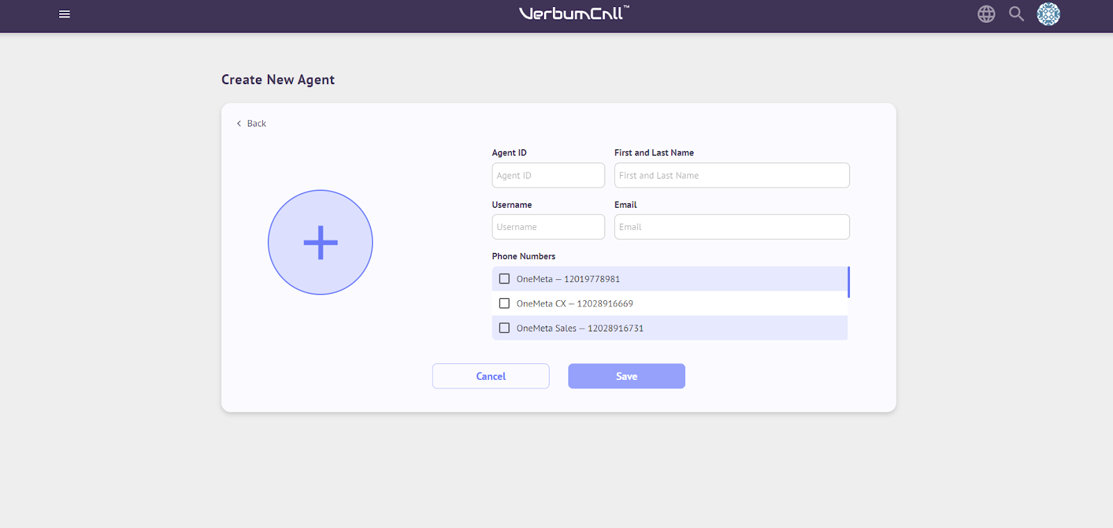 VerbumCall Admin Agent Creation