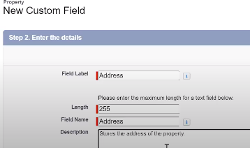 Step 2: Configure an Address custom field on the Property object  