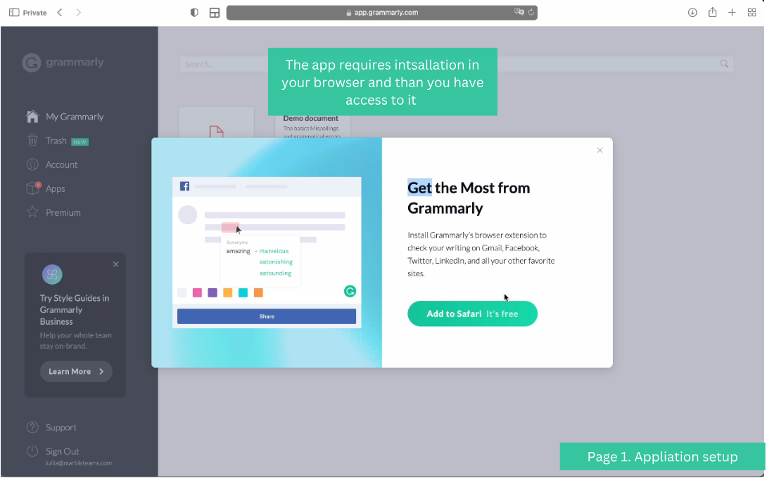Grammarly's onboarding