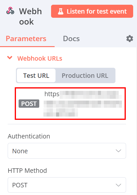 Copying the webhook from the webhook integration. Image by Federico Trotta - n8n blog