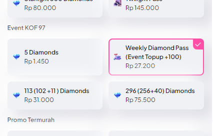 Cara Membeli Weekly Diamond Pass Mobile Legend - Pilih Paket yang Tepat (Pilih opsi untuk membeli Weekly Diamond Pass)