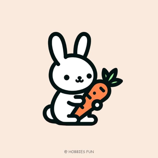 bunny drawing, Bunny With Carrot