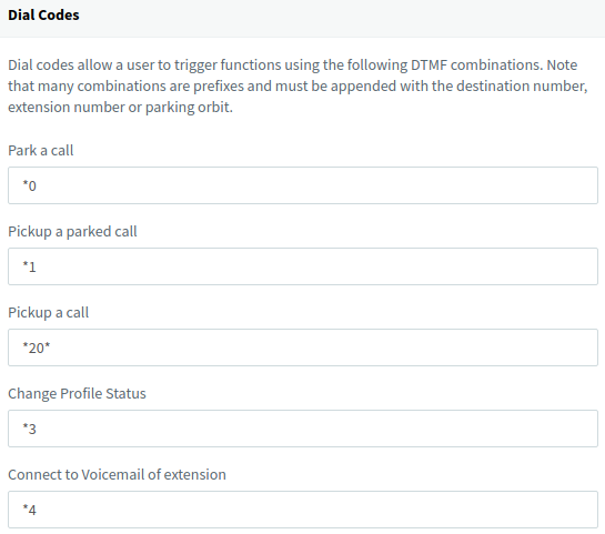 Codes de raccourcis DTMF dans les paramètres de la console d'administration 3CX