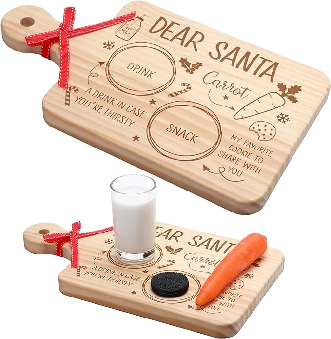 dear santa wooden tray