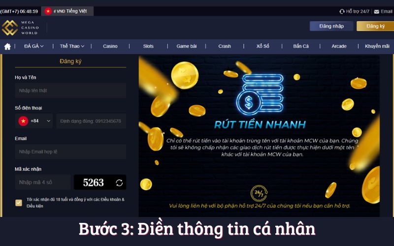 Bước 3: Điền thông tin cá nhân