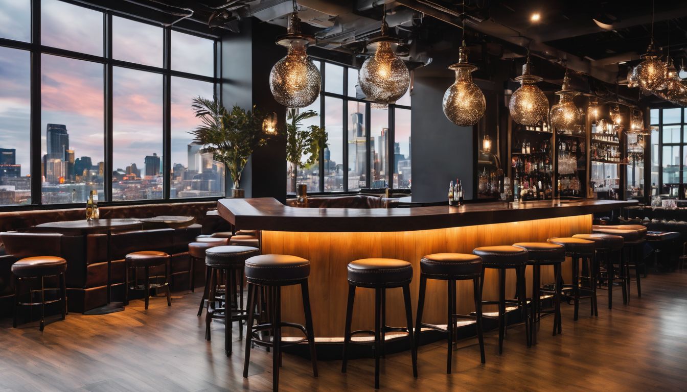 A group of stylish bar stools in a trendy event space.