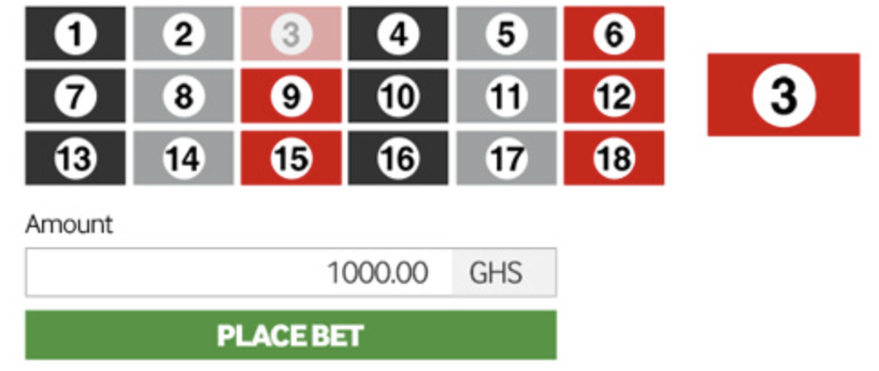 Enter stake and place bet